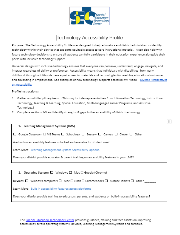 Tech Accessibility Profile Page 1