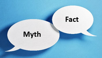 speech bubble with the words myths and facts